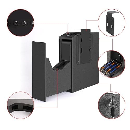 Digital Slider Handgun Gun Safe, Pistol Safe for Nightstand, Desk, Bed Side, Wall, Truck - Auto Sliding Door Hand Gun Safe for Pistol thumbnail 4