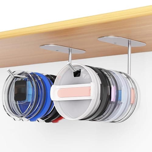 Keepamor 2 Pack Tumbler Lid Organizer, Space Saving Cup Lid Organizer for Yeti/Stanley/Simple Modern Tumbler Lids, Self-Adhesive or Drilling Tumbler Lid Hook for Kitchen Organizers and Storage - Image 1