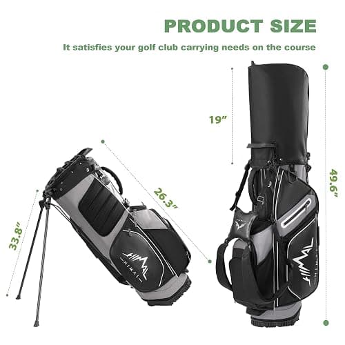 14-Way Golf Stand Bag,Premium Lightweight Golf Bag with Full-Length Dividers, Interchangeable PE-Padded Straps & Stabilizing Kickstand - Plush-Lined Top with Waterproof Cover thumbnail 7