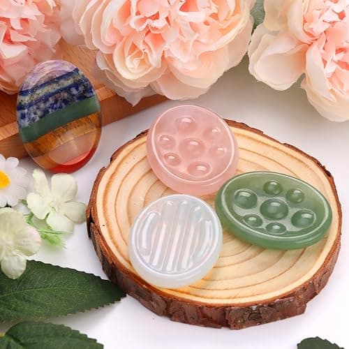 3 Pcs Thumb Worry Stones Green Aventurine Chakra Striped Opalite Anxiety Palm Stone Crystal Hand-Carved Healing Stones with 3 Kraft Cards Grounding Soothing Stones for Anxiety for Relief Meditation thumbnail 5
