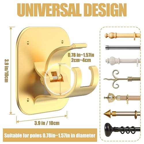 JHCJHC No Drill Curtain Rod Brackets - 20LB, 4 Pack Self Adhesive Curtain Rod Holder, Peel and Stick Wall Hooks, Renter Friendly Upgrades for Apartment, Kitchen, Bathroom, Dorm, Living Room and RV thumbnail 2