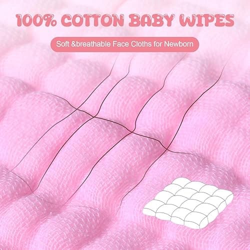 Chumia 30 Pcs Baby Muslin Burp Cloths, Light Pink, White, Pink | Natural Cotton Washcloths for Newborn Face Bath, Soft Absorbent Wipes for Feeding, Reusable Baby Towels Bulk 12x12 Inch thumbnail 3