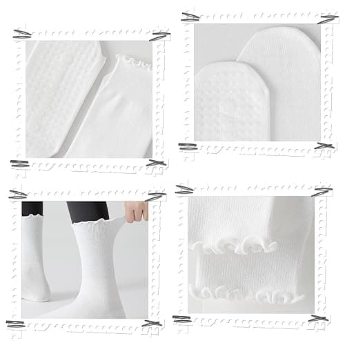 Elapse Space 3 Pairs Pilates Socks with Grips Non Slip Ruffle Yoga Grip Socks for Women thumbnail 5