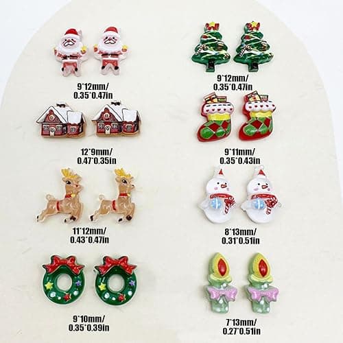 3D Christmas Nail Charms,100PCS Christmas Tree Santa Claus Snowman Elk Nail Gems,Resin Flatback 3D Nail Art Charms Nail Supplies for Manicure Design Decorations DIY Crafting Jewelry Making (Mixed B) thumbnail 2