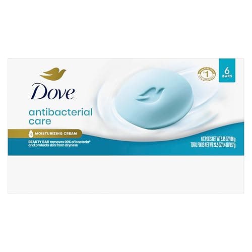 Dove Beauty Bar Soap Antibacterial Care 6 Count For Clean, Moisturized Skin, Removes Bacteria 3.75 oz thumbnail 2