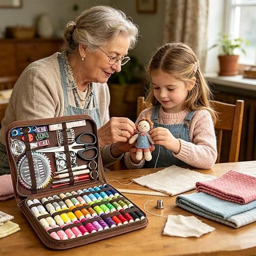Obear Sewing Kit for Adults: 170 Pcs Sewing Supplies for Hand Mending Clothes, Emergency Repair for Home Travel Dorm, Brown (Gift for Mom, Grandma, Students) thumbnail 5