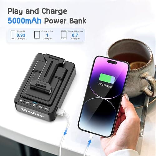 TechGlow Foldable Cellphone Stand with Bluetooth Speaker and Power Bank Birthday Gifts for Men Women Mother Father Boy Girl Teens Cool Tech Gadgets thumbnail 3