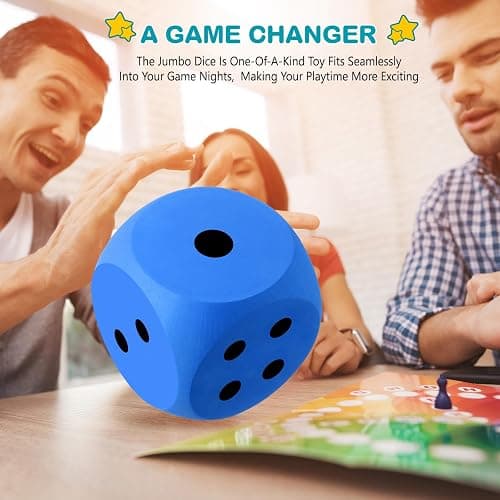 Shappy 7 Inches Foam Dice Fun Filled Large Educational Toy Kawaii Giant Dice Decorative EVA Foam Jumbo Cube Big Square Building Blocks for Game Nights Learning Sessions(Blue) thumbnail 3