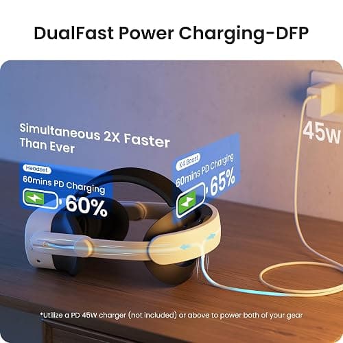 KIWI design K4 Boost Battery Head Strap for Meta Oculus Quest 3/3S, Adjustable VR Headband Accessories with Dual Charge, Extend Playtime & Reduce Facial Stress for Kids and Adults thumbnail 3