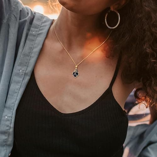 MIXJOY Black Obsidian Crystal Necklace for Women, Sun and Moon Celestial Pendant Protection Gift for Halloween Christmas thumbnail 5