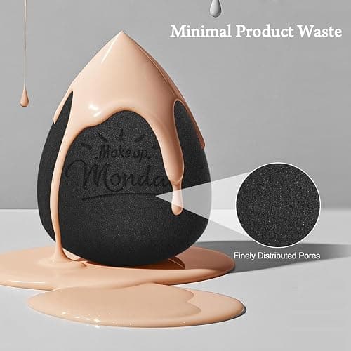 Real Perfection Makeup Sponge Set Blender Sponges, Latex-Free Beauty Makeup Sponges 7 pcs with 1 Travel Container Case for Blending Foundation Liquid Cream and Powder (Black) thumbnail 6