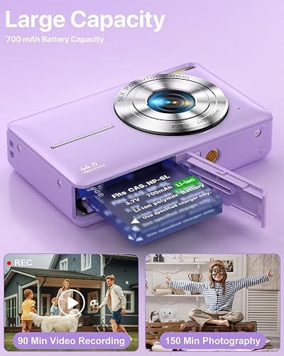 Digital Camera, Latest FHD 1080P Digital Camera for Teens with SD Card Anti Shake Point and Shoot Cameras Portable 16X Zoom Compact Small Cameras for Kids Boys Girls Seniors with Wrist Strap thumbnail 3