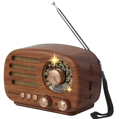 M-Amazup Radios Portable AM FM SW, Retro Radio with Speaker, Transistor Radio Bluetooth 5.3, Rechargeable Battery Powered, TWS, Support TF Card/MP3/USB Playing, Gifts for Senior, Light Wood - Image 1