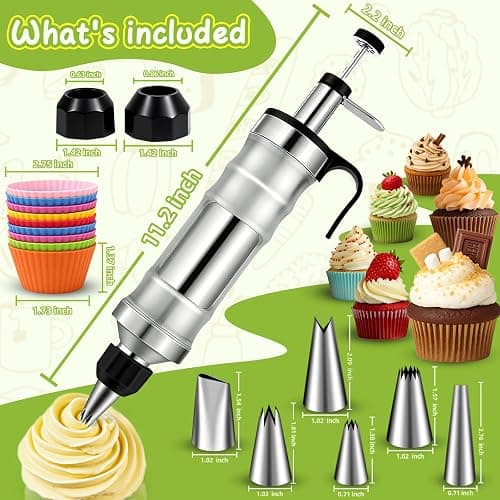 FANTEXY Dessert Decorating Syringe Set, Icing Piping Kit Stainless Steels Cake Decorating Tools 6 Piping Icing Nozzles Cupcake Decorating Kit thumbnail 3