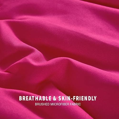 Exclusivo Mezcla Lightweight Summer Reversible Twin Size Comforter Set, Down Alternative Comforter with 1 Pillow Sham, Twin Size Bedding Set for All Seasons, Hot Pink/Bright Pink thumbnail 4