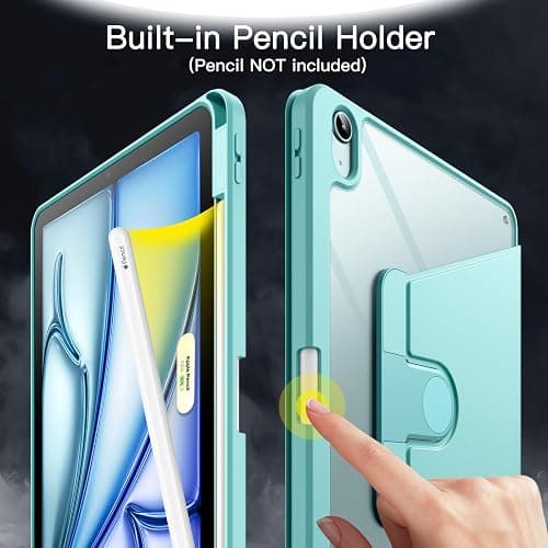 JETech Rotating Case for iPad Air 11-Inch M3/M2 (2025/2024), iPad Air 5/4 (2022/2020 5th/4th Generation), 360 Degree Rotation Protective Stand Cover Clear Back, Auto Wake/Sleep (Mint Blue) thumbnail 5
