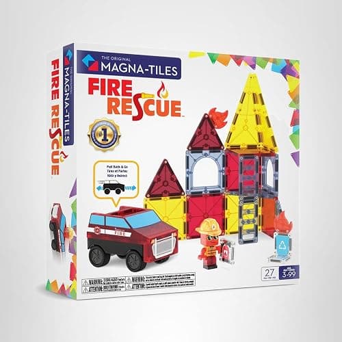 MAGNA-TILES Fire Rescue 27-Piece Magnetic Construction Set, The Original Magnetic Building Brand thumbnail 9