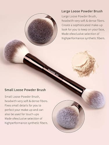 MAANGE 4 PCS Foundation Makeup Brush Set Double-ended Kabuki Contour Brush for Liquid Powder Concealer Cream Cosmetics Blending Blush Face Makeup Tools Kit (Coffee) thumbnail 3