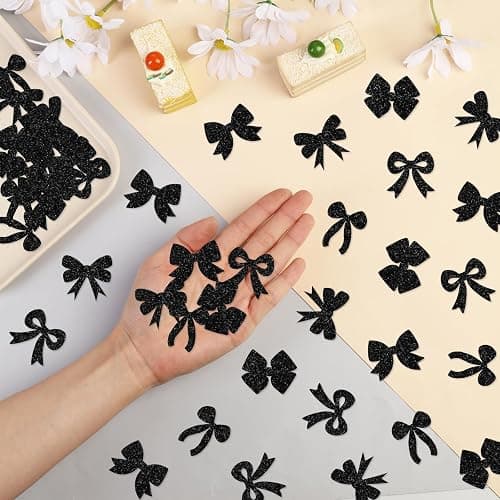 Cheerupp 200 Pcs Black Bow Confetti, Bow Table Scatter Confetti Decorations, Black White Table Paper Decor for Baby Shower Birthday Wedding DIY Crafting Supplies thumbnail 5