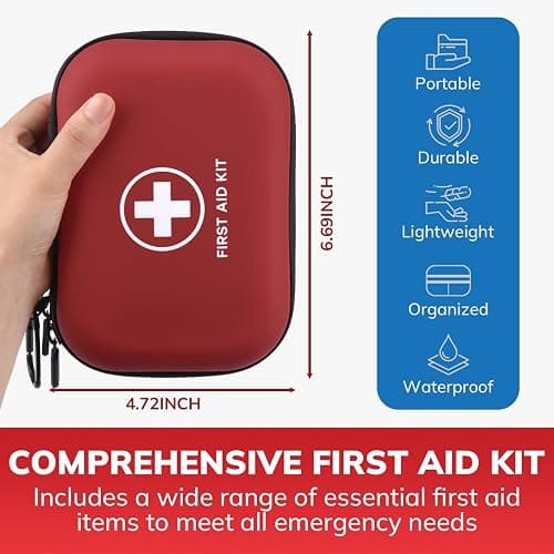 Gifts for Men Christmas Mini First Aid Kit - 144pcs Emergency Medical Kit with Water-Resistant Hard Case for Home, Travel, & Outdoor - Portable First Aid Supplies for Minor Cuts, Burns, Bites & Stings thumbnail 3