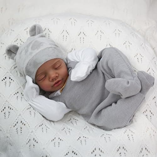 CHAREX Realistic Reborn Baby Dolls Black - 18 Inch Real Life Baby Doll African American Real Baby Boy, Lifelike Newborn Baby Doll Poseable Soft Body, Gift Set with Accessories for Kids Aged 3+ thumbnail 4