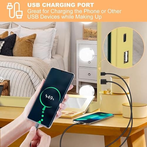 Moonee Vanity Mirror with Lights, Gold Hollywood Lighted Makeup Mirror with 15 Dimmable Bulbs and 10X Magnification, 3 Colors Modes, Aluminum Metal Frame, Light Up Mirror for Tabletop/Wall（23" x 18"） thumbnail 6
