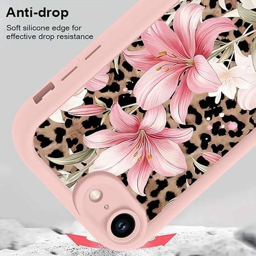 NBCDSUJ Cheetah Leopard Print Pink Lily Flower Phone Case for iPhone 17e/iPhone 16e Case Raised Camera Protection Soft Silicone Slim TPU Funda Phone Cover for iPhone 17e/iPhone 16e 6.1 Inch thumbnail 3
