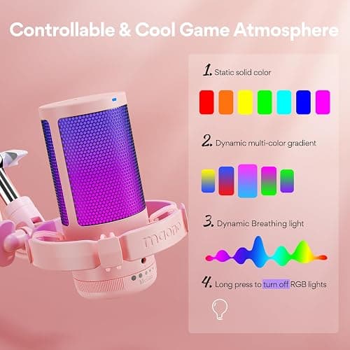 MAONO Gaming USB Microphone with Noise Cancellation, Streaming mic for PC Computer MAC PS4 PS5, All-in-One Kit with Mute, Monitor for Recording, Podcast, Twitch, YouTube, Discord, DGM20S Pink thumbnail 4