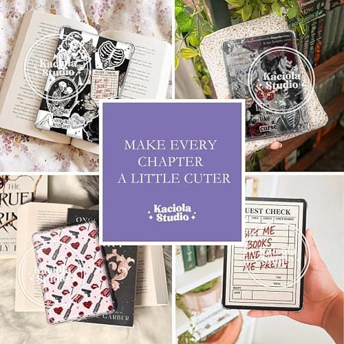 Kaciola 12PCS Inserts Cardstock and 4PCS Charms for E-reader with 50PCS Stickers for Insert, 6.2"x4.3" Dark Romance Theme Back Cover Accessories for E-Reader Basic, Gifts for Booklovers thumbnail 6