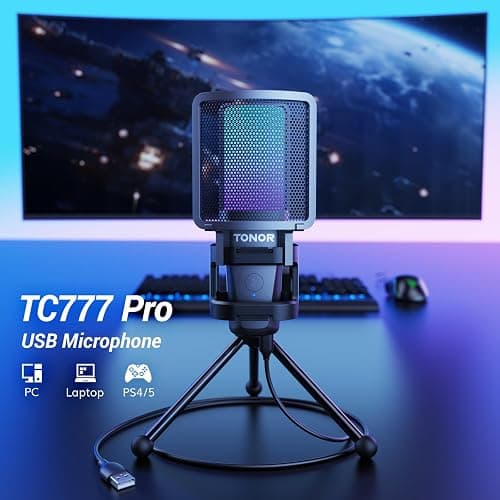 TONOR Podcast Microphone, USB Computer Mic, Cardioid Condenser PC Micro with Tripod Stand and Pop Filter for Podcasting, Streaming, Vocal Recording, PC & Laptop, 180 cm/70inch Cable, TC777 Pro thumbnail 8