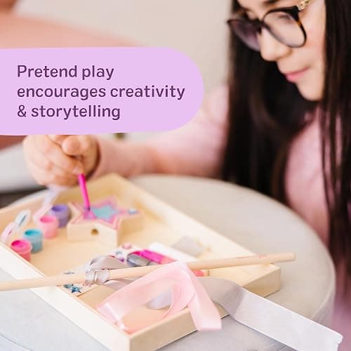 Melissa & Doug Created By Me! Paint & Decorate Your Own Wooden Princess Wand Craft Kit, Pink Princess Crafts Great for Rainy Days, Toys for Kids Ages 4+ | 27 Piece Arts & Crafts Activity, Princess Pretend Play, Wooden Star, Paint, Gems, Ribbons, Preschool Toys for Kids, Ages 4+ thumbnail 5