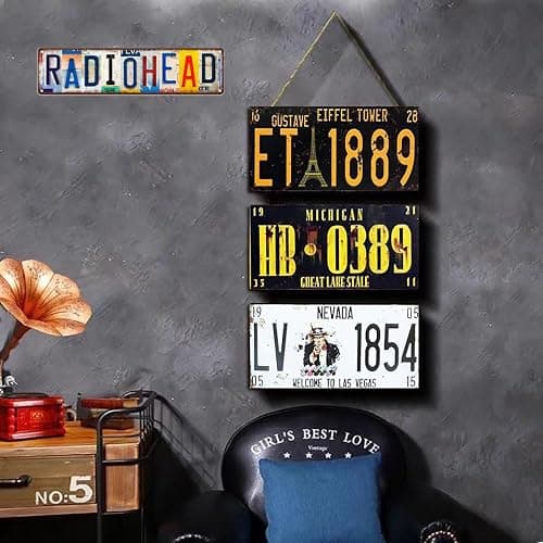 Vintage Radiohead Metal Tin Sign Poster，Street Signs, License Plates for Music Room Home Bar Wall Decor，Music Band Album Artist Posters，16x4 inches， Suitable for Studio, Funky Bedroom, Living Room Cool Decoration, and Merch Gifts for Band Fans thumbnail 5