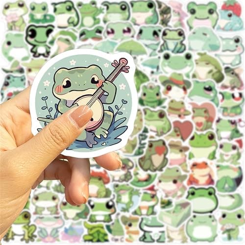 Funny Small Frog Sticker,100Pcs Cute Cartoon Animal Stickers for Kids Teens Student Teacher Reward School Party Classroom Decoration DIY Crafts Favor Supplies Vinyl Decar for Water Bottle Laptop(frog) thumbnail 6