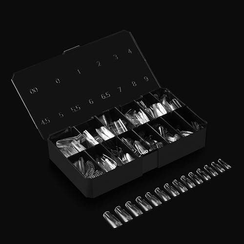 Aprés Gel-X® Square Box of Nail Tips | 280 Gel-X Tips, Soft Tips, 14 Sizes 00-9 | Half-sizes Included (Natural Square Long, 280 Count) thumbnail 3