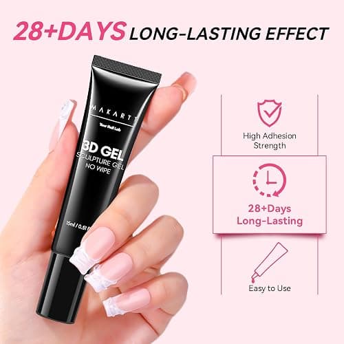 Makartt 3D Gel Nail Art & Chrome Nail Powder Kit: 15g Sculpting Gel for Nail Art DIY No wipe 3D Molding and Metallic Chrome Powder Set for Decoration Manicure Pedicure Use thumbnail 8