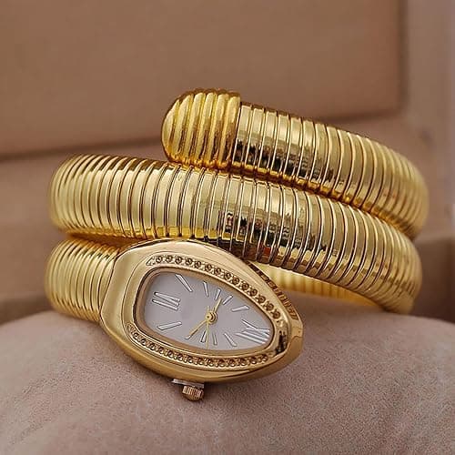 Fictory Gold Women's Watch with White Dial and Gold Snake Bracelet - Elegant Gift Set in Black Gift Box thumbnail 3