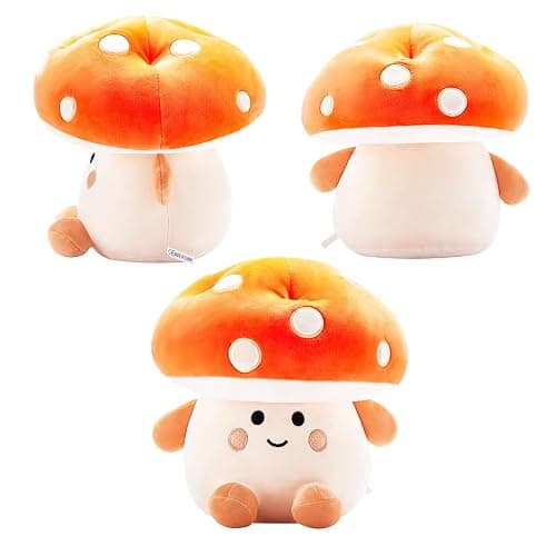 Nuokin Mushroom Plush Toys 12 inch Cute Stuffed Mushroom Pillow Stuffed Toy Birthday Present Home Decor Halloween for Kids (Small Orange) thumbnail 3