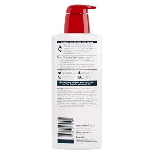 Eucerin Intensive Repair Body Lotion with Urea, AHA and NMF, 16.9 FL OZ | Body Lotion for Dry, Flaky Skin, Enriched with Urea, AHA and NMF, Moisturizes, Gently Exfoliates and Smooths, Fragrance Free thumbnail 9