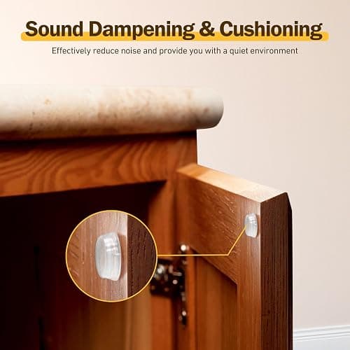 QUEENTI Silicone 160 Pcs Cabinet Door Bumpers Round, Self Adhesive Bumpers | 1/2" Diameter Clear Cupboard Door Drawer Bumpers, Noise Dampening, Ideal for Kitchen Cabinets Cutting Boards Picture Frames thumbnail 3