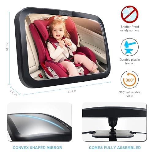 Shynerk Baby Car Mirror, Safety Car Seat Mirror for Rear Facing Infant with Wide Crystal Clear View, Shatterproof, 360° Rotation, Crash Tested and Certified thumbnail 4