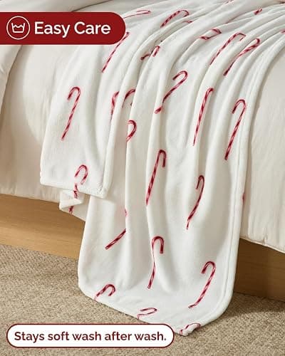 Christmas Fleece Blanket Throw Size - Flannel Throw - Candy Canes, 50x60 | Flannel Fleece Luxury Throw Blanket, Lightweight, Super Soft, Warm & Cozy for Couch, Bed & Chair, Xmas Holiday Winter Decor thumbnail 5