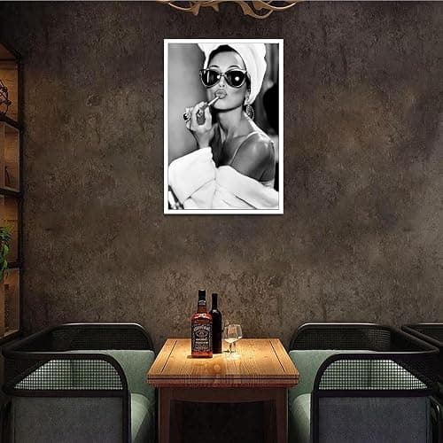 Audrey Hepburn Black & White Canvas Wall Art - Vintage Makeup Lipstick Print, Bathroom Decor, Retro Hollywood Artwork For Living Room & Bedroom Wall Decor 16x24in Unframed thumbnail 5