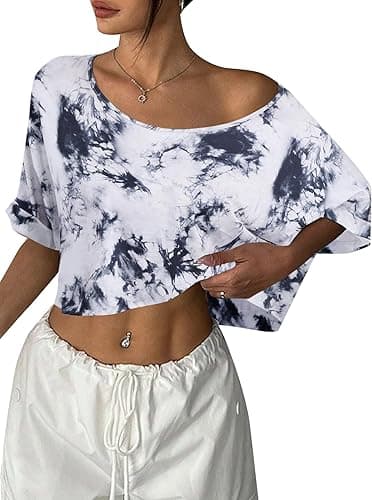 Remidoo Womens Off The Shoulder Short Sleeve Crop Top Asymmetrical Neck Loose Tshirt - Small - Black-f thumbnail 4