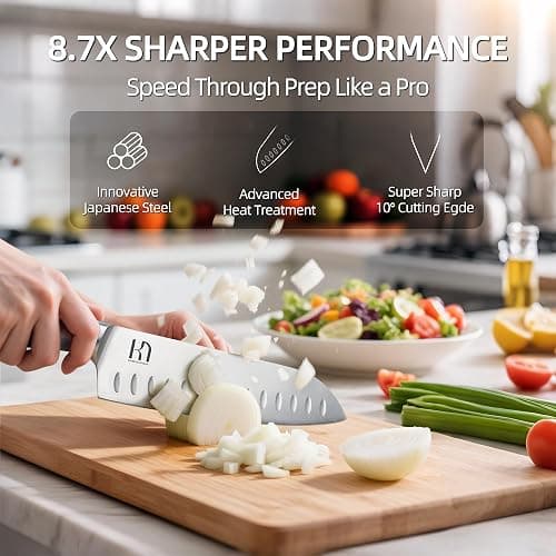 KnifeSaga Kitchen Knife Set 14 Piece Premium Japanese High Carbon Stainless Steel Knife Block Sets with Built-in Sharpener, Razor Sharp Knives Set for Kitchen, Quality Acacia Wood Block Knife Set thumbnail 2