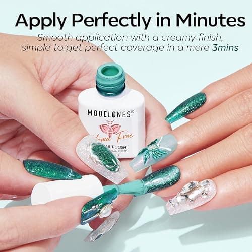 modelones Gel Nail Polish, 6 Colors Hema Free 9D Green Glass Cat Eye Sliver Green Glitter 2026 St Patricks Spring Nail Polish Kit with Magnet Soak Off LED Winter Cateye Nail Art Gel DIY Salon thumbnail 5
