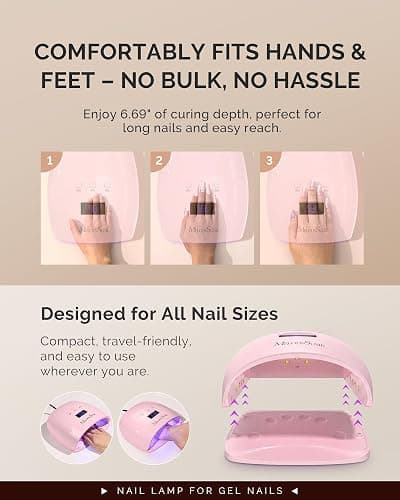 MelodySusie Detachable Base UV/LED Nail Lamp P-Plus30I for Hard Gel | 54W, 3 Timer Settings, Smart Sensor, LCD Display, 30 UV/LED Beads, Rhinestone Glue, Solid Nail Glue Gel, Liner Gel, Pink thumbnail 5