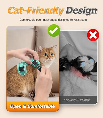 Halypet Cat Harness and Leash Set [MAX Safety 4th-Gen Upgrade] Escape Proof Adjustable Cat Leash Comfortable Soft Vest Easy to Wear Kitten Harness with Reflective Strip for Cats Walking, M Green thumbnail 6