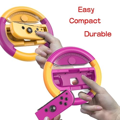 COODIO Volant Pro Switch, Steering Wheel Joy-Con, Prise Confortable Volant de Course Pour Mario Kart 8 Deluxe / Nintendo Switch & Modèle OLED, Violet Néon / Orange Néon (Pack de 2) thumbnail 6