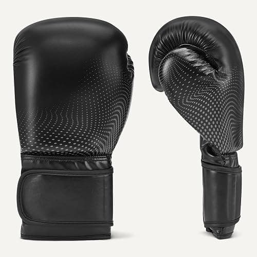 Amazon Basics Gants de Boxe en Cuir Synthétique pour Hommes et Femmes - Gants d'Entraînement pour Sparring, MMA, Muay Thai - Design Ergonomique et Respirant avec Support Poignet - Noir thumbnail 5