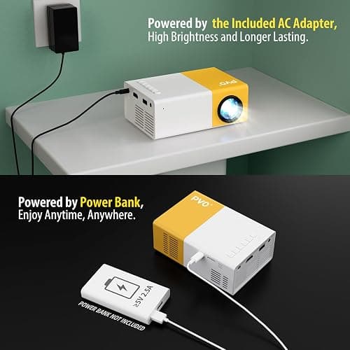 PVO Mini Projector Portable For Cartoon, Outdoor Video Projectors, LED Pico Movie-Projector for Home Theater, Kids Gift, Video Can Be Easily Mirrored Directly to The Projector Via Data Cable thumbnail 3